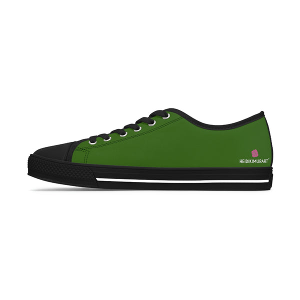 Pine Green Color Ladies' Sneakers, Green Solid Color Modern Minimalist Basic Essential Women's Low Top Sneakers Tennis Shoes, Canvas Fashion Sneakers With Durable Rubber Outsoles and Shock-Absorbing Layer and Memory Foam Insoles&nbsp;(US Size: 5.5-12)