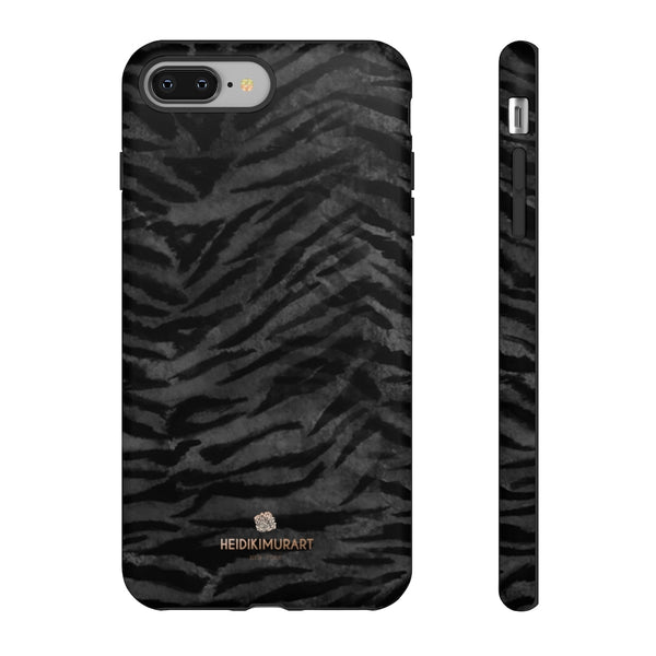 Black Tiger Striped Tough Cases, Animal Print Best Designer Phone Case-Made in USA-Phone Case-Printify-iPhone 8 Plus-Matte-Heidi Kimura Art LLC
