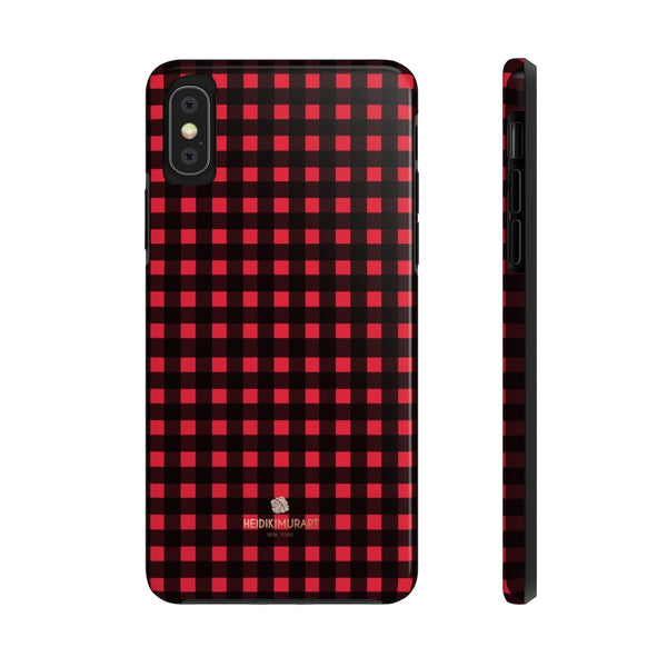 Buffalo Red Plaid Phone Case, Flannel Print Case Mate Tough Phone Cases-Made in USA - Heidikimurart Limited 