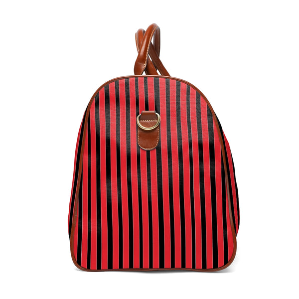 Red Striped Waterproof Travel Bag