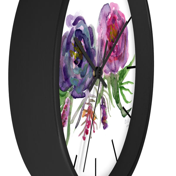 Purple Garden Fairy Rose Floral Rose 10 inch Diameter Wall Clock - Made in USA-Wall Clock-Heidi Kimura Art LLC