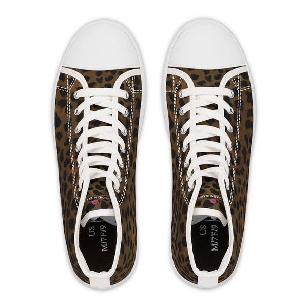 Brown Cheetah Ladies' High Tops, Animal Print Best Women's High Top Sneakers