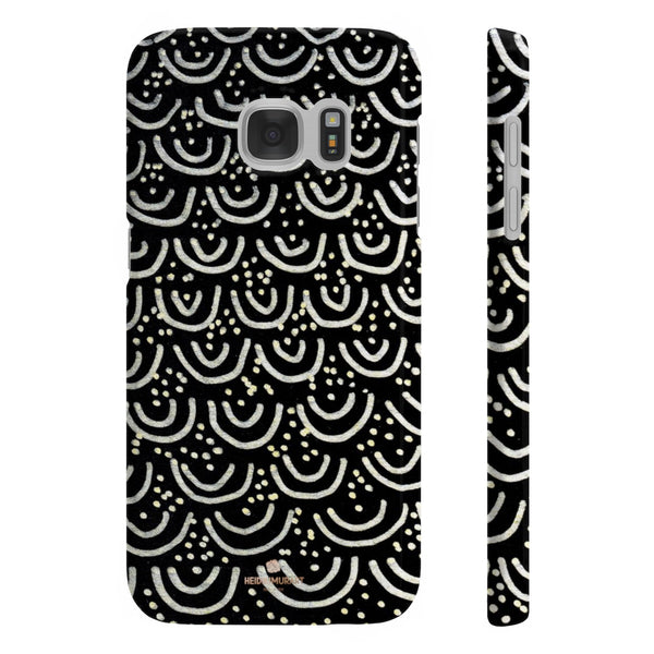 Black Mermaid Scale Print Slim iPhone/ Samsung Galaxy Phone Case, Made in UK-Phone Case-Samsung Galaxy S7 Slim-Matte-Heidi Kimura Art LLC