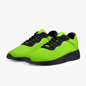 Bright Green Color Unisex Sneakers, Soft Solid Green Breathable Minimalist Solid Color Soft Lifestyle Unisex Casual Designer Mesh Running Shoes With Lightweight EVA and Supportive Comfortable Black Soles (US Size: 5-11) Mesh Athletic Shoes, Mens Mesh Shoes, Mesh Shoes Women Men, Men's and Women's Classic Low Top Mesh Sneaker, Men's or Women's Best Breathable Mesh Shoes, Mesh Sneakers Casual Shoes 
