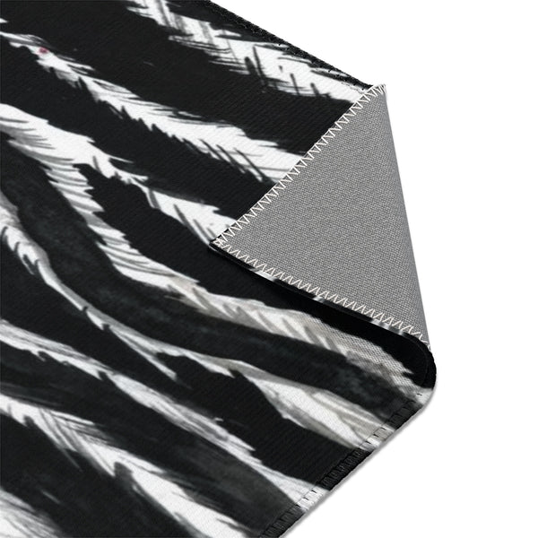 Chic White Black Zebra Animal Print Designer 24x36, 36x60, 48x72 inches Area Rugs-Area Rug-Heidi Kimura Art LLC