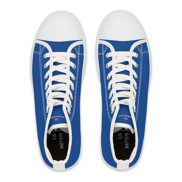Navy Blue Ladies' High Tops, Solid Color Best Women's High Top Fashion Canvas Tennis Shoes Sneakers