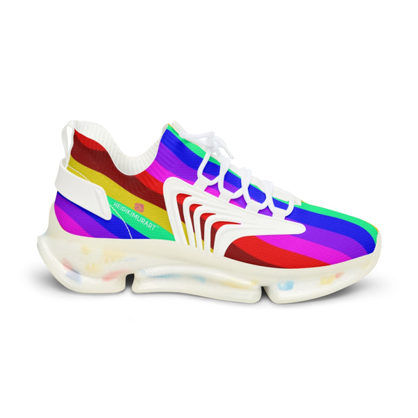 Rainbow Striped Print Men's Shoes, Gay Pride LGBTQ Friendly Modern Minimalist Stripes Print Best Comfy Men's Mesh-Knit Designer Premium Laced Up Breathable Comfy Sports Sneakers Shoes (US Size: 5-12)&nbsp;Mesh Athletic&nbsp;Shoes, Mens Mesh Shoes,&nbsp;Mesh Shoes Men,&nbsp;Men's Classic Low Top Mesh Sneaker, Men's Breathable Mesh Shoes, Mesh Sneakers Casual Shoes&nbsp;