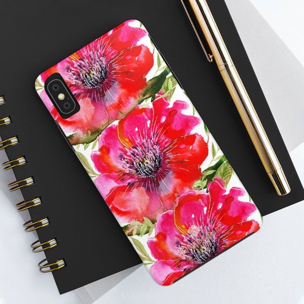 Bright Red Hibiscus Phone Case, Flower Floral Case Mate Tough Phone Cases-Made in USA - Heidikimurart Limited 