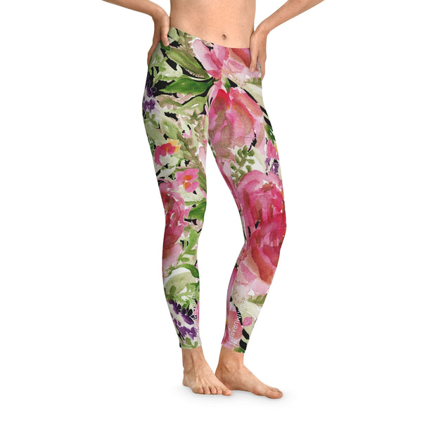 Floral Pink Stretchy Leggings- Made in USA