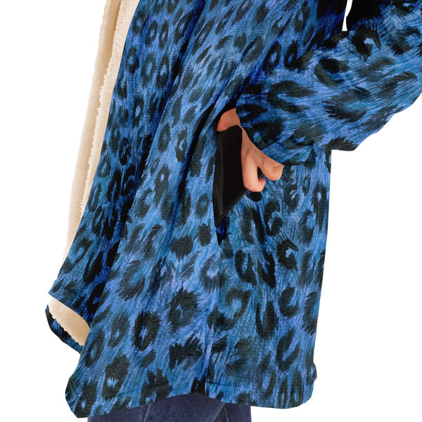 Blue Leopard Unisex Designer Cloak - Heidikimurart Limited 