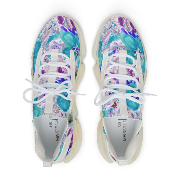 Blue Floral Print Men's Shoes, Colorful Floral Print Best Comfy Men's Mesh-Knit Designer Premium Laced Up Breathable Comfy Sports Sneakers Shoes (US Size: 5-12) Mesh Athletic&nbsp;Shoes, Mens Mesh Shoes,&nbsp;Mesh Shoes Men,&nbsp;Men's Classic Low Top Mesh Sneaker, Men's Breathable Mesh Shoes, Mesh Sneakers Casual Shoes&nbsp;