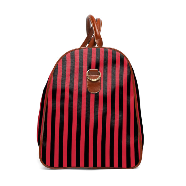 Red Stripe Waterproof Travel Bag