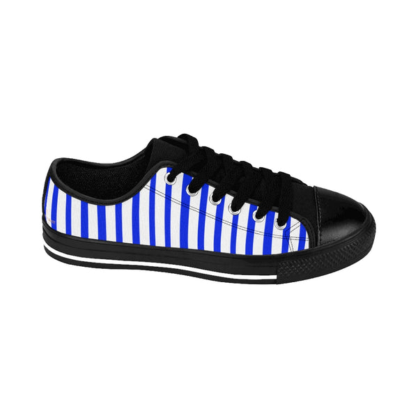 Blue White Striped Women's Sneakers-Shoes-Printify-Heidi Kimura Art LLC Blue White Striped Women's Sneakers, Women's Striped Sneakers, Classic Modern Stripes Low Tops, Designer Low Top Women's Sneakers Tennis Shoes (US Size: 6-12)