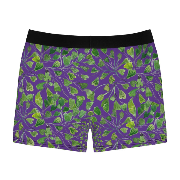 Purple Maidenhair Men's Boxer Briefs, Green Tropical Fern Leaf Print Underwear For Men-All Over Prints-Printify-Heidi Kimura Art LLC