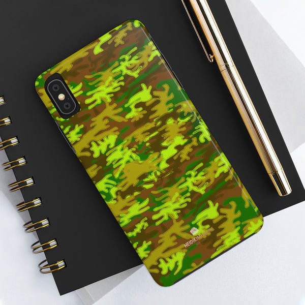Brown Green Camo iPhone Case, Case Mate Tough Samsung Galaxy Phone Cases-Phone Case-Printify-Heidi Kimura Art LLC