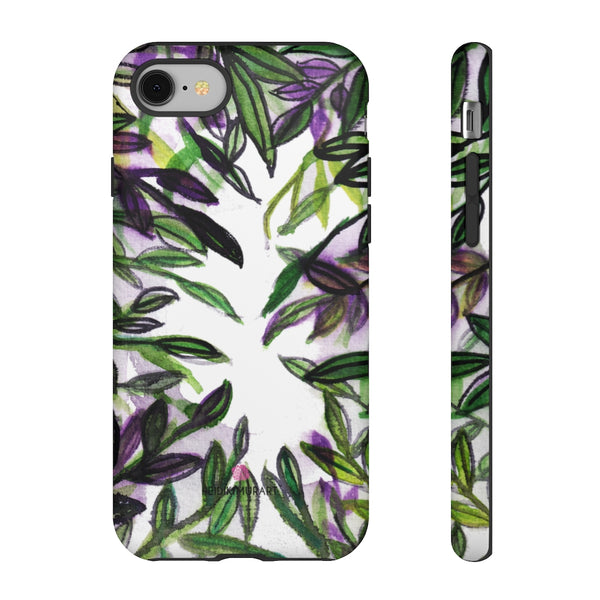 Tropical Leaves Print Phone Case, Floral Print Best Designer Art iPhone Samsung Case-Made in USA - Heidikimurart Limited 