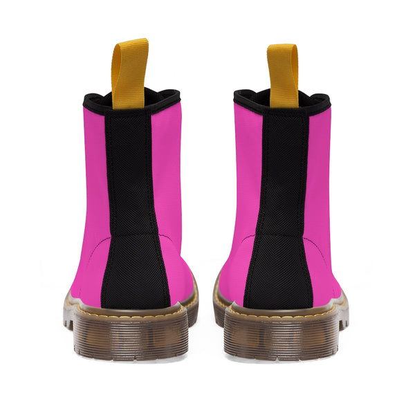 Rouge Pink Classic Solid Color Women's Winter Lace-up Toe Cap Boots (Size 6.5-11)-Women's Boots-Heidi Kimura Art LLC
