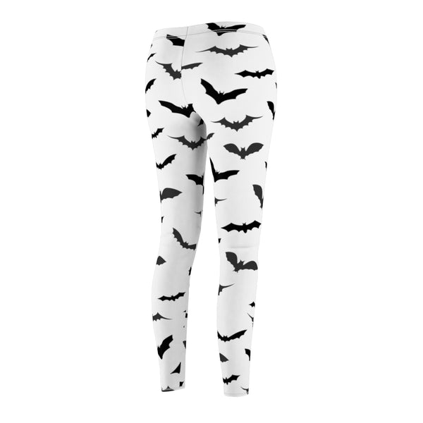 Bats Women's Casual Leggings, White Halloween Costume Cosplay Tights-Made in USA-Casual Leggings-Heidi Kimura Art LLC