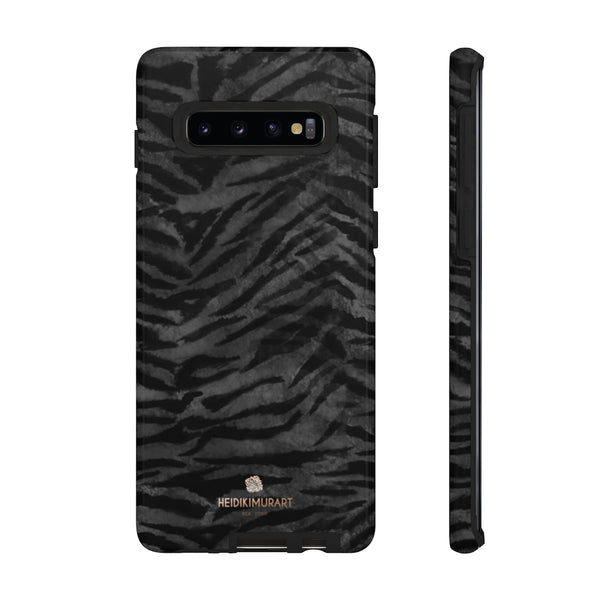 Black Tiger Striped Tough Cases, Animal Print Best Designer Phone Case-Made in USA-Phone Case-Printify-Samsung Galaxy S10-Glossy-Heidi Kimura Art LLC