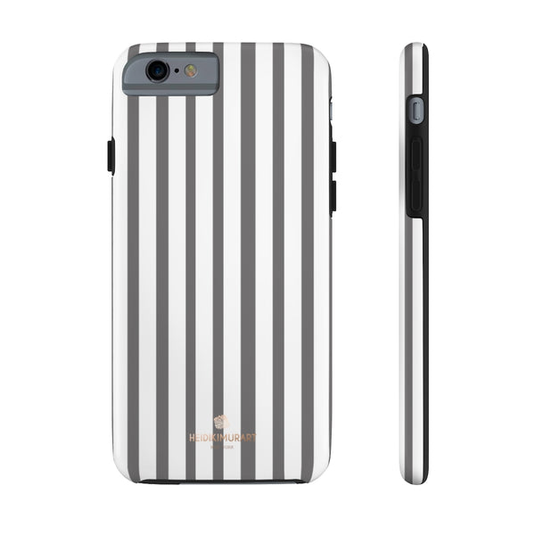 Grey Striped iPhone Case, Designer Case Mate Tough Samsung Galaxy Phone Cases-Phone Case-Printify-iPhone 6/6s Tough-Heidi Kimura Art LLC