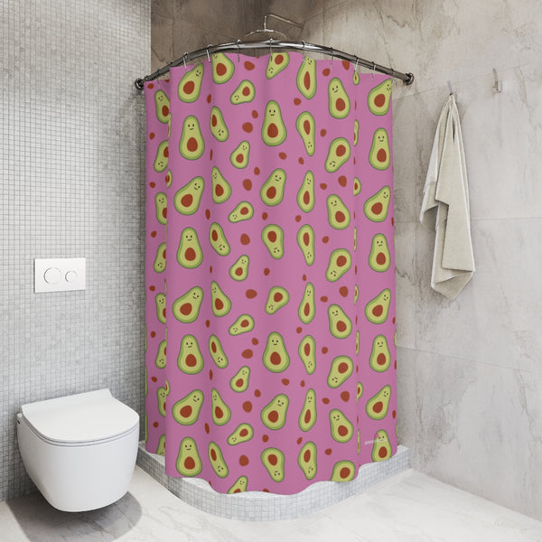 Pink Avocado Polyester Shower Curtain, 71" × 74" Modern Kids or Adults Colorful Best Premium Quality American Style One-Sided Luxury Durable Stylish Unique Interior Bathroom Shower Curtains - Printed in USA