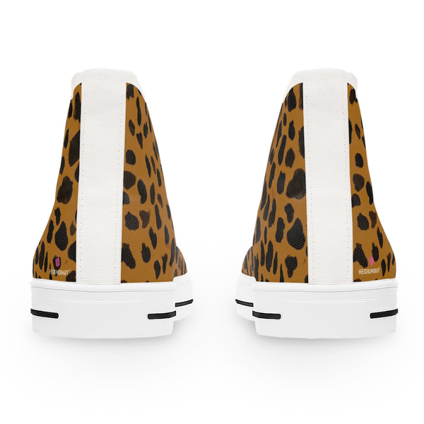 Brown Cheetah Ladies' High Tops, Animal Print Women's High Top Sneakers