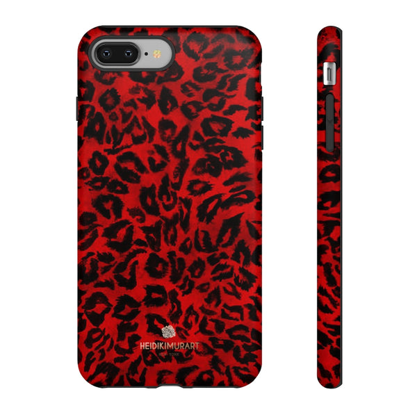 Red Leopard Print Phone Case, Animal Print Tough Designer Phone Case -Made in USA-Phone Case-Printify-iPhone 8 Plus-Matte-Heidi Kimura Art LLC