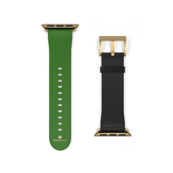 Black Green Duo Apple Band, Solid Color Print Premium Apple Watch Band- Made in USA-Watch Band-38 mm-Gold Matte-Heidi Kimura Art LLC