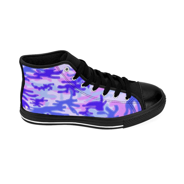 Purple Violet Camouflage Army Military Print Men's High-top Sneakers Tennis Shoes-Men's High Top Sneakers-Heidi Kimura Art LLC