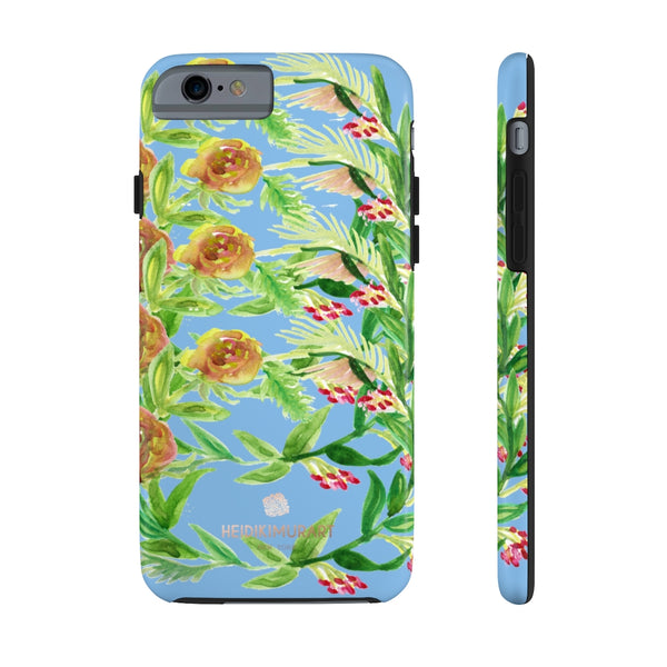 Blue Orange Floral Print Phone Case, Flower Case Mate Tough Phone Cases-Made in USA - Heidikimurart Limited 