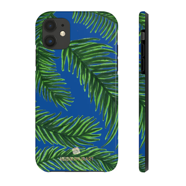 Blue Tropical Print Phone Case, Palm Leaf Case Mate Tough Phone Cases-Made in USA - Heidikimurart Limited 