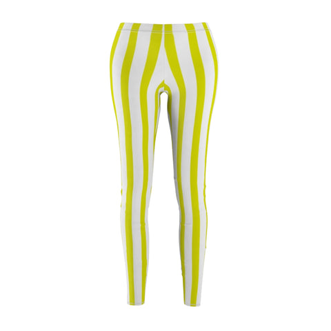 Yellow Striped Women's Casual Leggings-All Over Prints-Printify-White Seams-M-Heidi Kimura Art LLC