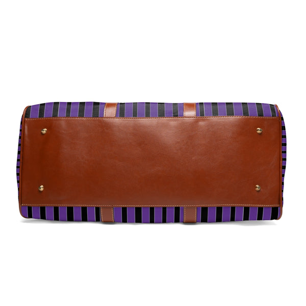 Purple Striped Waterproof Travel Bag