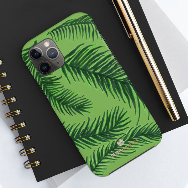 Green Tropical Print Phone Case, Palm Leaf Case Mate Tough Phone Cases-Made in USA - Heidikimurart Limited 