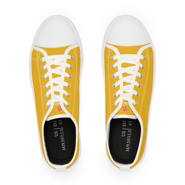 Yellow Color Men's Sneakers, Best Solid Yellow Color Modern Minimalist Best Breathable Designer Men's Low Top Canvas Fashion Sneakers With Durable Rubber Outsoles and Shock-Absorbing Layer and Memory Foam Insoles (US Size: 5-14)