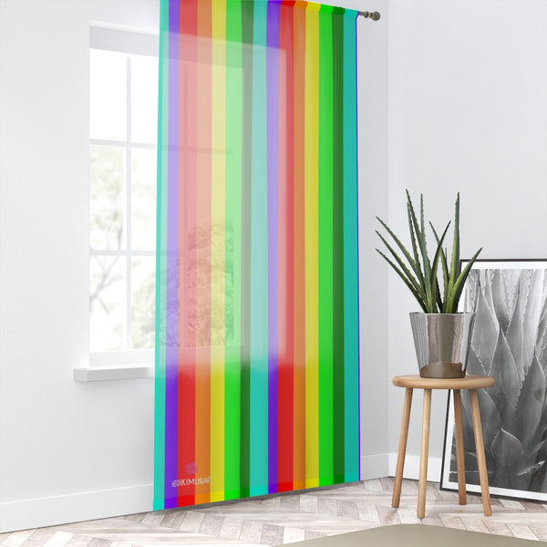 Rainbow Striped Print Window Curtain