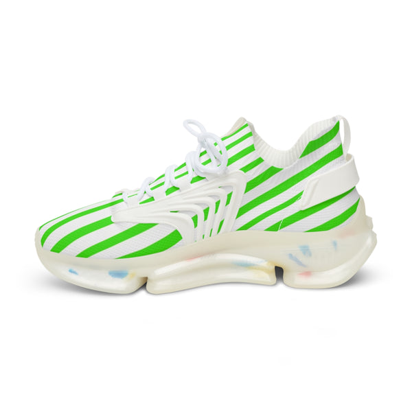 Green Striped Print Men's Shoes, Modern Minimalist Stripes Print Best Comfy Men's Mesh-Knit Designer Premium Laced Up Breathable Comfy Sports Sneakers Shoes (US Size: 5-12)&nbsp;Mesh Athletic&nbsp;Shoes, Mens Mesh Shoes,&nbsp;Mesh Shoes Men,&nbsp;Men's Classic Low Top Mesh Sneaker, Men's Breathable Mesh Shoes, Mesh Sneakers Casual Shoes&nbsp;