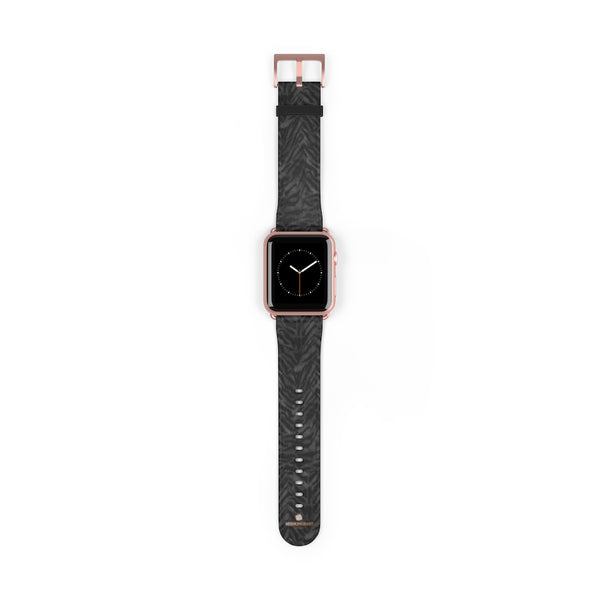 Black Tiger Stripe Animal Print 38mm/42mm Watch Band For Apple Watch- Made in USA-Watch Band-42 mm-Rose Gold Matte-Heidi Kimura Art LLC