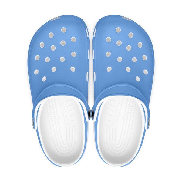 Pastel Blue Color Unisex Clogs, Best Solid Blue Color Classic Solid Color Printed Adult's Lightweight Anti-Slip Unisex Extra Comfy Soft Breathable Supportive Clogs Flip Flop Pool Water Beach Slippers Sandals Shoes For Men or Women, Men's US Size: 3.5-12, Women's US Size: 4-12