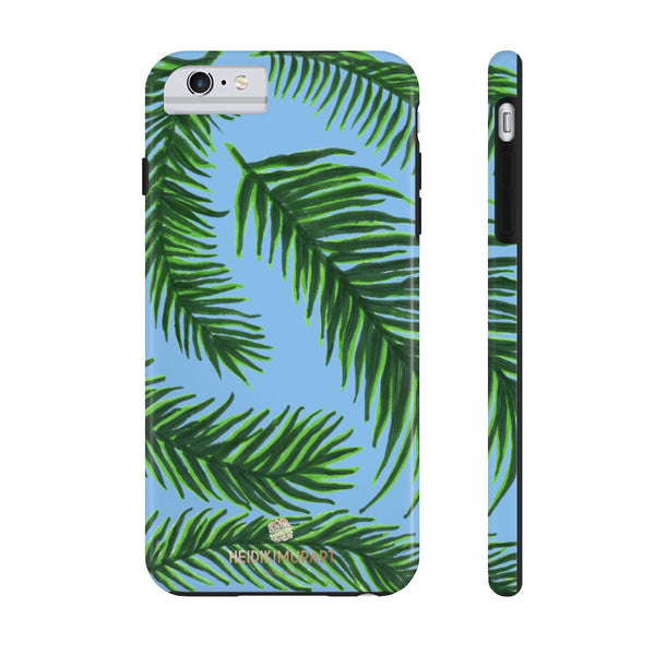 Pastel Blue Tropical Print Phone Case, Palm Leaf Case Mate Tough Phone Cases-Made in USA - Heidikimurart Limited 