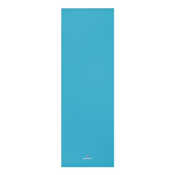 Blue Foam Yoga Mat, Solid Sky Blue Color Modern Minimalist Print Best Fashion Stylish Lightweight 0.25" thick Best Designer Gym or Exercise Sports Athletic Yoga Mat Workout Equipment - Printed in USA (Size: 24″x72")