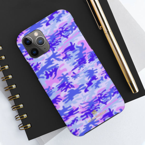 Cute Purple Camo iPhone Case, Pink Army Camouflage Case Mate Tough Phone Cases-Phone Case-Printify-Heidi Kimura Art LLC Cute Purple Camo iPhone Case, Pink Best Camouflage Army Military Print Sexy Modern Designer Case Mate Tough Phone Case For iPhones and Samsung Galaxy Devices-Printed in USA