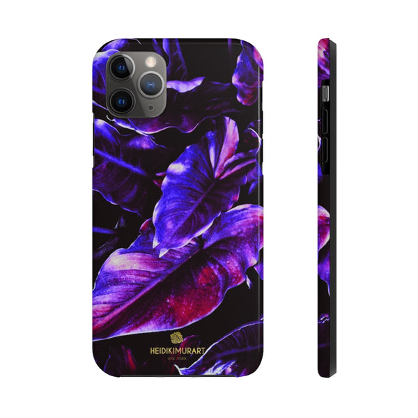 Purple Tropical Leaf Print Designer Case Mate Tough Phone Case-Made in USA - Heidikimurart Limited 
