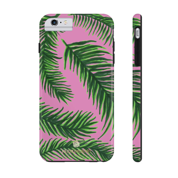 Light Pink Tropical Print Phone Case, Palm Leaf Case Mate Tough Phone Cases-Made in USA - Heidikimurart Limited 
