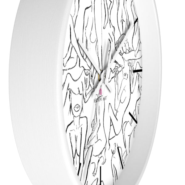 Nude Drawing Art Wall Clock,  10 inch Diameter Art Wall Clock-Printed in USA, Large Round Wood Bedroom Wall Clock