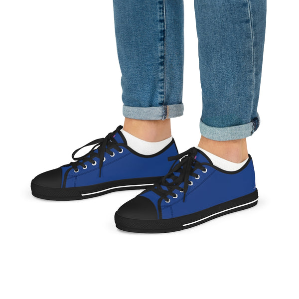 Dark Blue Color Men's Sneakers, Best Solid Dark Blue Color Men's Low Top Sneakers Tennis Canvas Shoes (US Size: 5-14)