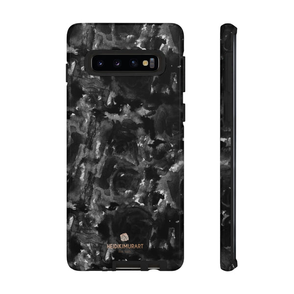 Black Rose Floral Tough Cases, Abstract Print Best Designer Phone Case-Made in USA-Phone Case-Printify-Samsung Galaxy S10-Glossy-Heidi Kimura Art LLC
