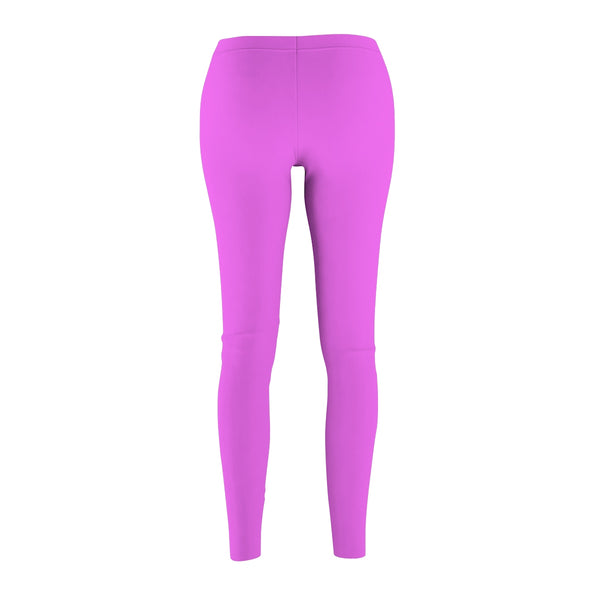 Hot Pink Women's Casual Leggings, Solid Color Print Premium Running Tights-Made in USA-Casual Leggings-Heidi Kimura Art LLC