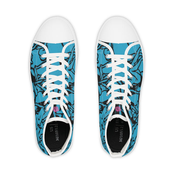 Turquoise Nude Men's High Tops, Modern Minimalist Best Men's High Top Sneakers