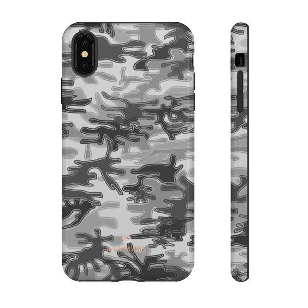 Grey Camouflage Phone Case, Army Military Print Tough Designer Phone Case -Made in USA-Phone Case-Printify-iPhone XS MAX-Glossy-Heidi Kimura Art LLC